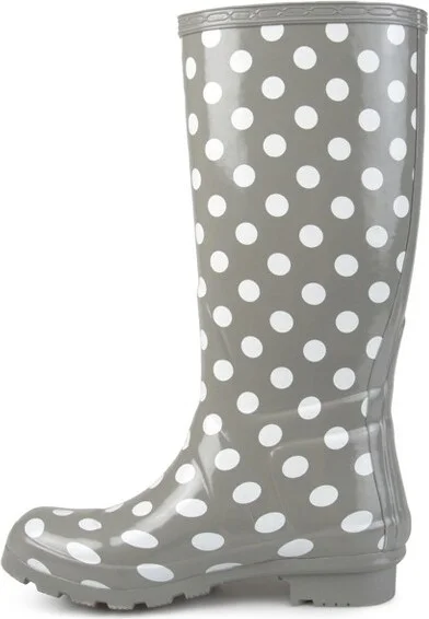 Journee Collection Women's Mist Block Heel Rain Boots Grey Dot - Image 2