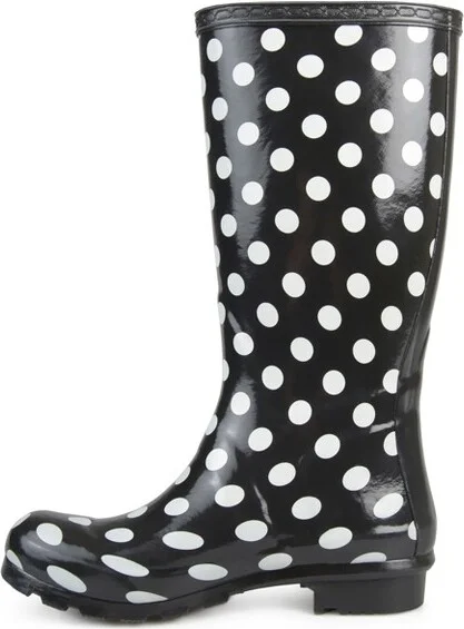 Journee Collection Women's Mist Block Heel Rain Boots Grey Dot - Image 3