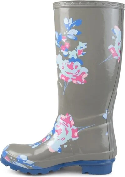 Journee Collection Women's Mist Block Heel Rain Boots Grey Dot - Image 4