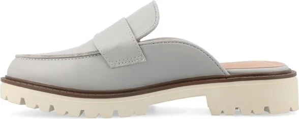 Journee Collection Women's Miycah Slip On Mule Treaded Outsole Flats, Grey - Image 7