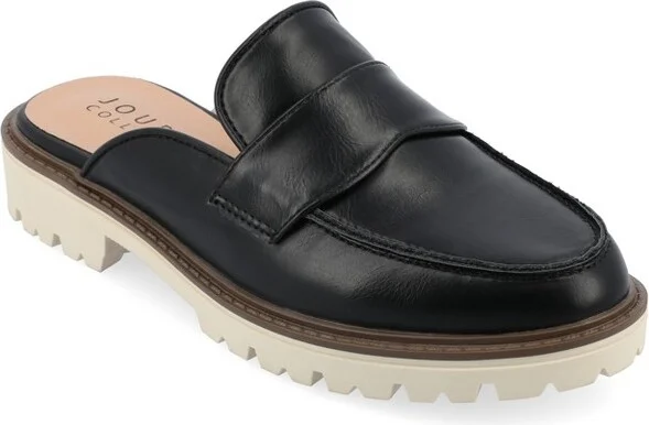 Journee Collection Women's Miycah Slip On Mule Treaded Outsole Flats, Grey