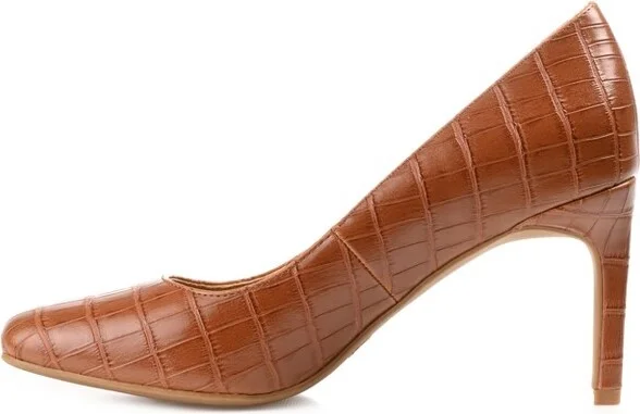 Journee Collection Women's Monalee Square Toe Mid Heel Pumps Brown - Image 2