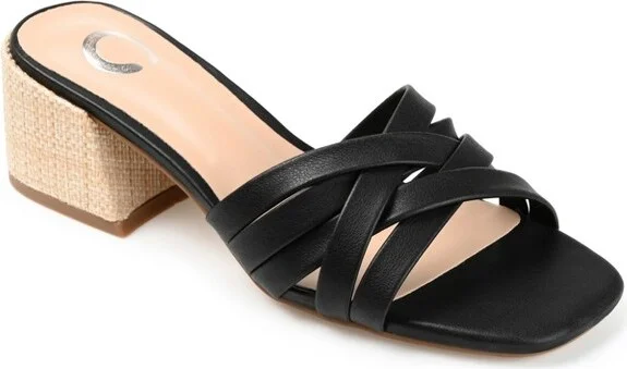 Journee Collection Womens Moree Open Square Toe Block Heel Sandals Black 6