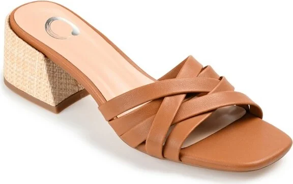 Journee Collection Womens Moree Open Square Toe Block Heel Sandals Brown 12