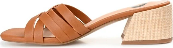 Journee Collection Womens Moree Open Square Toe Block Heel Sandals Brown 9.5 - Image 2