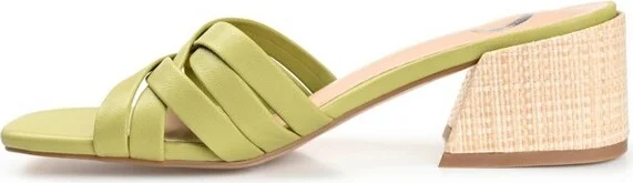 Journee Collection Womens Moree Open Square Toe Block Heel Sandals Green 7.5 - Image 2