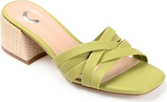 Journee Collection Womens Moree Open Square Toe Block Heel Sandals Green 9