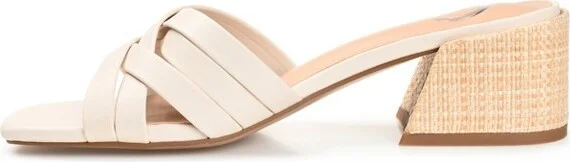 Journee Collection Womens Moree Open Square Toe Block Heel Sandals Ivory 9.5 - Image 2