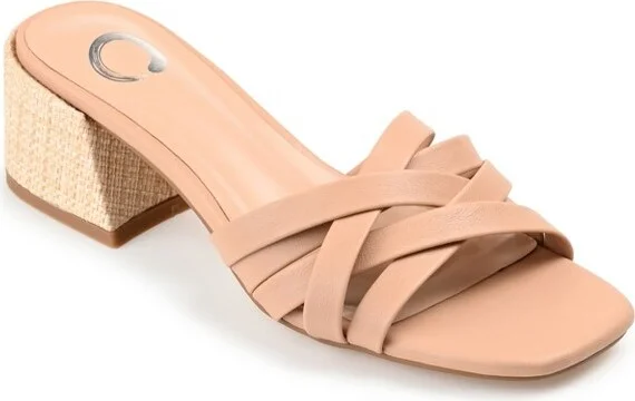 Journee Collection Womens Moree Open Square Toe Block Heel Sandals Tan 9.5