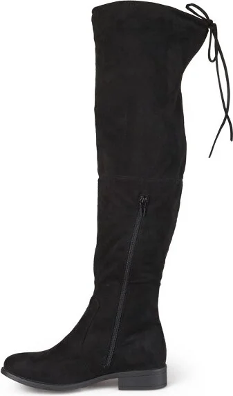 Journee Collection Women's Mount Stacked Heel Over The Knee Boots Taupe - Image 4