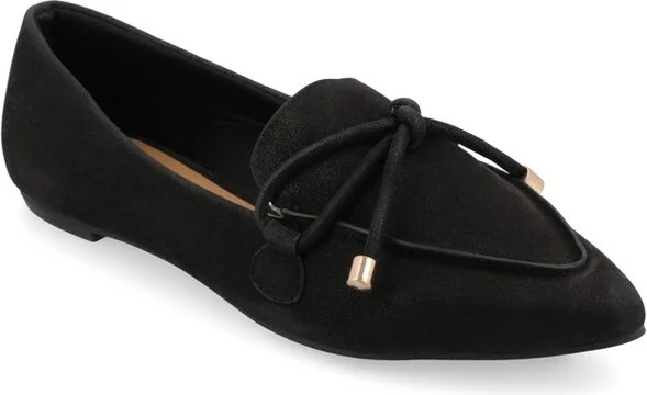 Journee Collection Women's Muriel Slip On Pointed Toe Loafer Flats Black
