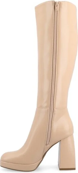 Journee Collection Women's Mylah Platform Square Toe Boots, Nude - Image 2