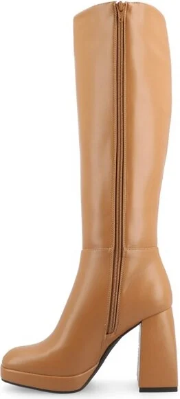 Journee Collection Women's Mylah Platform Square Toe Boots, Nude - Image 3