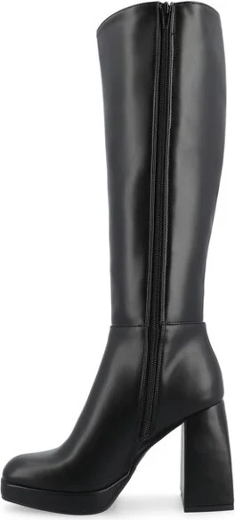 Journee Collection Women's Mylah Platform Square Toe Boots, Nude - Image 4