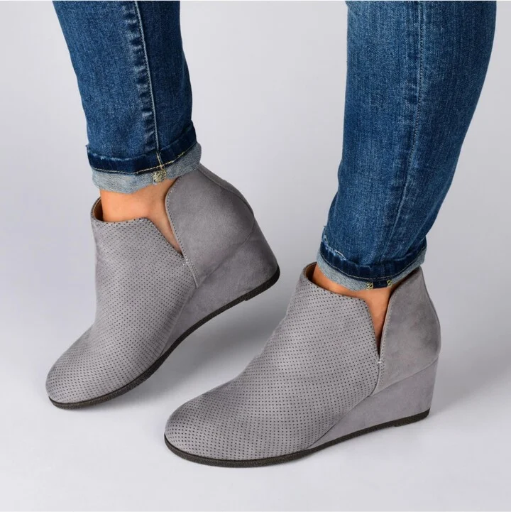 Journee Collection Women's Mylee Perforated Wedge Ankle Booties - Image 10