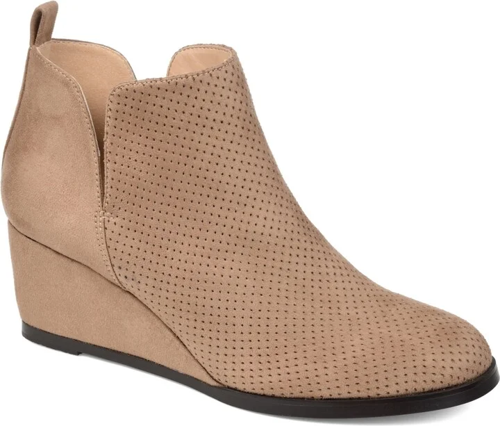 Journee Collection Women's Mylee Perforated Wedge Ankle Booties