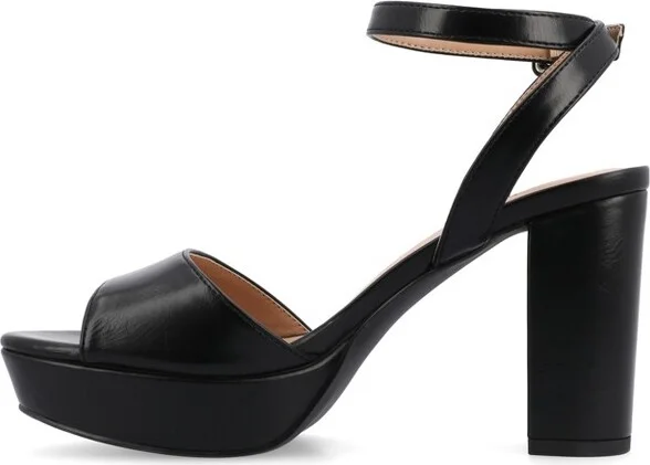 Journee Collection Women's Nairri Open Toe High Block Heel Pumps Black - Image 3