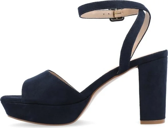 Journee Collection Women's Nairri Open Toe High Block Heel Pumps Black - Image 5