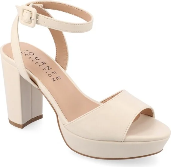 Journee Collection Women's Nairri Open Toe High Block Heel Pumps Black