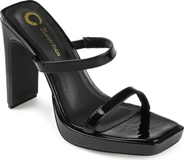 Journee Collection Womens Naivee Tru Comfort Foam Open Square Toe Platform Heel Sandals Black 11