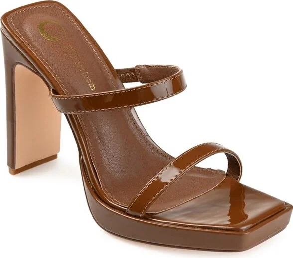 Journee Collection Womens Naivee Tru Comfort Foam Open Square Toe Platform Heel Sandals Brown 10