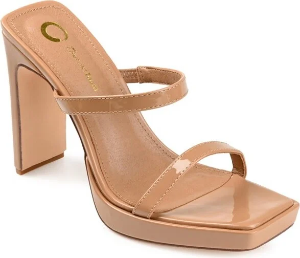 Journee Collection Womens Naivee Tru Comfort Foam Open Square Toe Platform Heel Sandals Mocha 11
