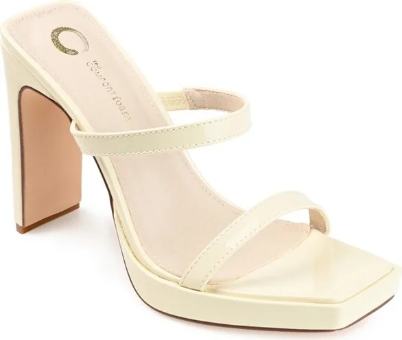Journee Collection Womens Naivee Tru Comfort Foam Open Square Toe Platform Heel Sandals Off White 11