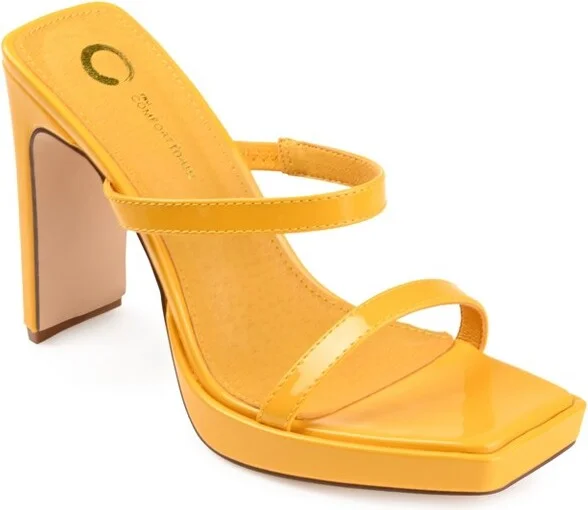 Journee Collection Womens Naivee Tru Comfort Foam Open Square Toe Platform Heel Sandals Orange 9