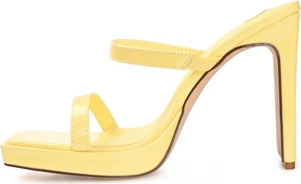Journee Collection Womens Naivee Tru Comfort Foam Open Square Toe Platform Heel Sandals Yellow 9 - Image 2
