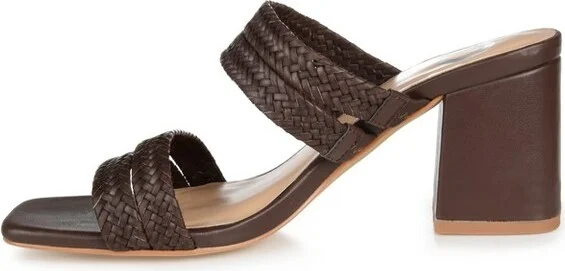 Journee Collection Women's Natia Open Toe Mid Block Heel Pumps Brown - Image 3
