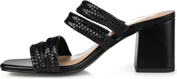 Journee Collection Women's Natia Open Toe Mid Block Heel Pumps Brown - Image 4
