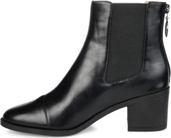 Journee Collection Women's Nigella Back Heel Zip Stacked Heel Booties Black - Image 7