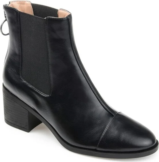 Journee Collection Women's Nigella Back Heel Zip Stacked Heel Booties Black