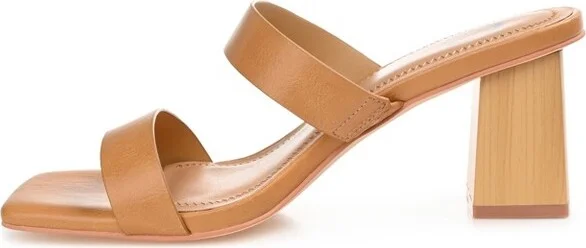 Journee Collection Women's Nolla Open Square Toe Block Heel Sandals Cognac - Image 2