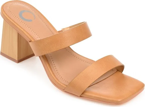 Journee Collection Women's Nolla Open Square Toe Block Heel Sandals Cognac