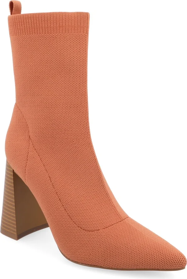 Journee Collection Women's Noralinn Knit Stacked Flared Heel Dress Booties