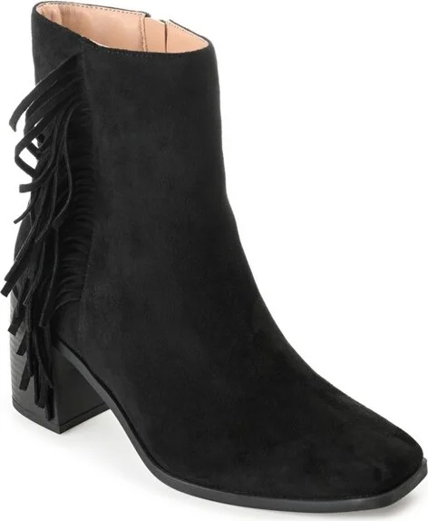 Journee Collection Womens Noriah Tru Comfort Foam Inside Zip Stacked Heel Booties Black 9.5