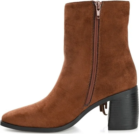 Journee Collection Womens Noriah Tru Comfort Foam Inside Zip Stacked Heel Booties Brown 9.5 - Image 2