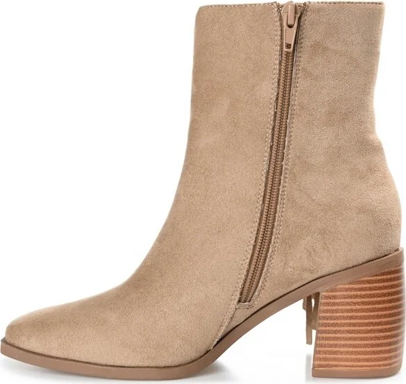 Journee Collection Womens Noriah Tru Comfort Foam Inside Zip Stacked Heel Booties Tan 9.5 - Image 2