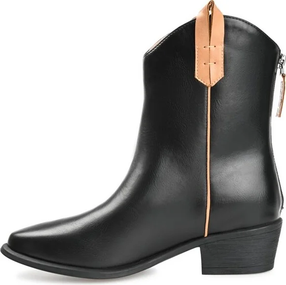 Journee Collection Womens Novva Tru Comfort Foam Back Heel Zip Stacked Heel Booties Black 8 - Image 2