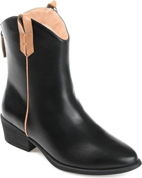 Journee Collection Womens Novva Tru Comfort Foam Back Heel Zip Stacked Heel Booties Black 8