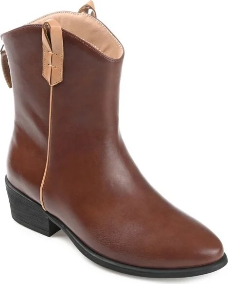 Journee Collection Womens Novva Tru Comfort Foam Back Heel Zip Stacked Heel Booties Brown 11