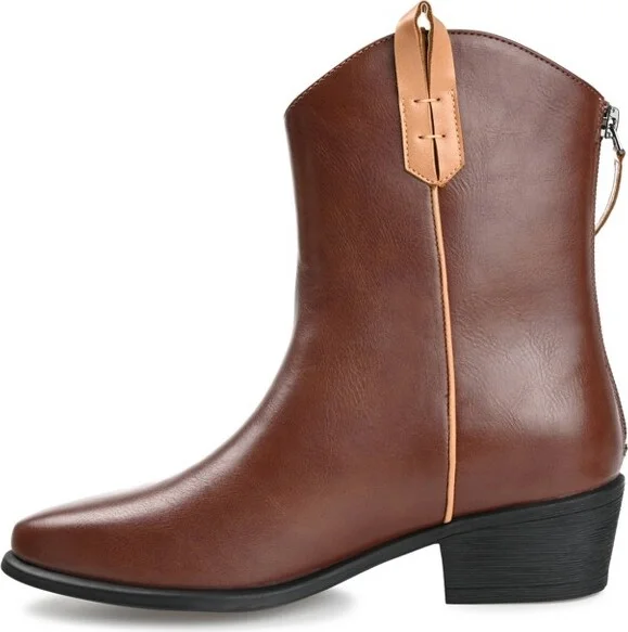 Journee Collection Womens Novva Tru Comfort Foam Back Heel Zip Stacked Heel Booties Brown 9.5 - Image 2