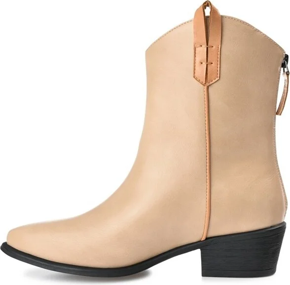 Journee Collection Womens Novva Tru Comfort Foam Back Heel Zip Stacked Heel Booties Tan 6 - Image 2