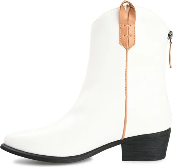 Journee Collection Womens Novva Tru Comfort Foam Back Heel Zip Stacked Heel Booties White 8 - Image 2