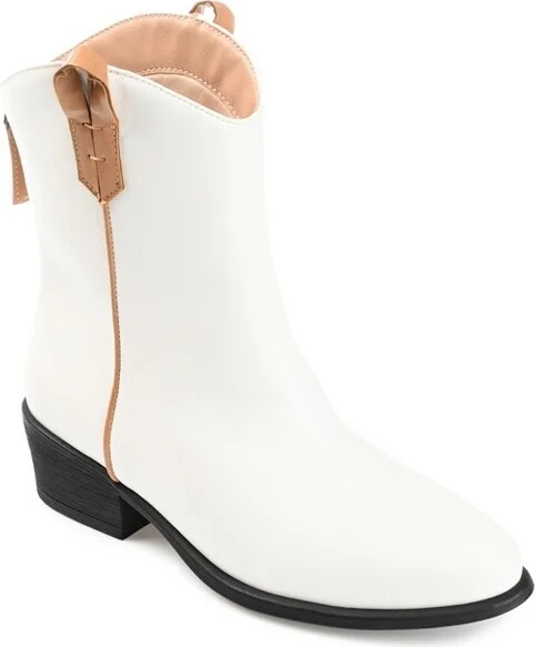 Journee Collection Womens Novva Tru Comfort Foam Back Heel Zip Stacked Heel Booties White 8