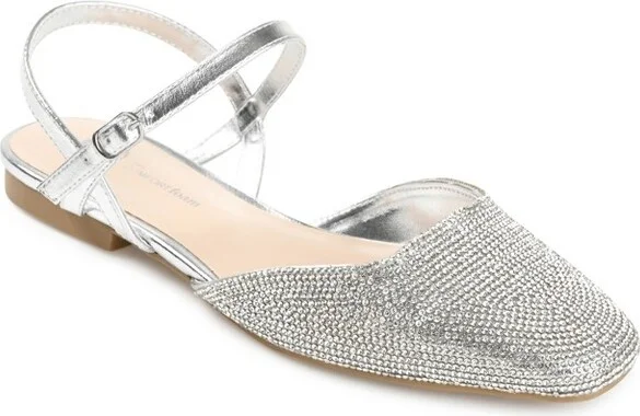 Journee Collection Women's Nysha Buckle Square Toe Ballet Flats Silver