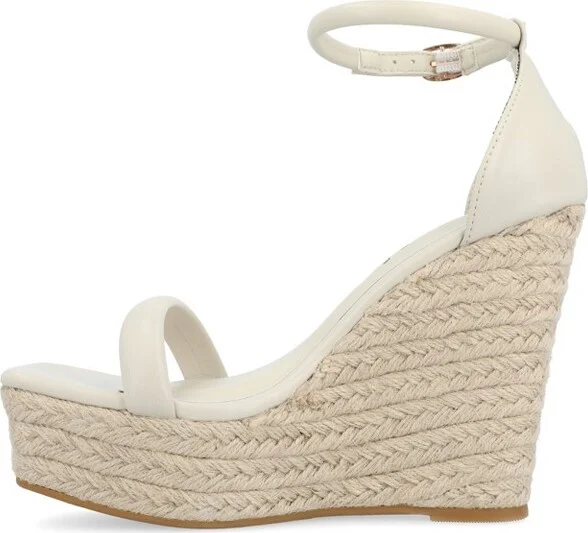 Journee Collection Women's Olesia Buckle Espadrille Wedge Sandals Beige - Image 2