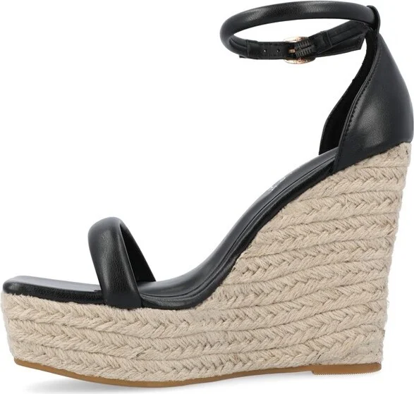 Journee Collection Women's Olesia Buckle Espadrille Wedge Sandals Beige - Image 3