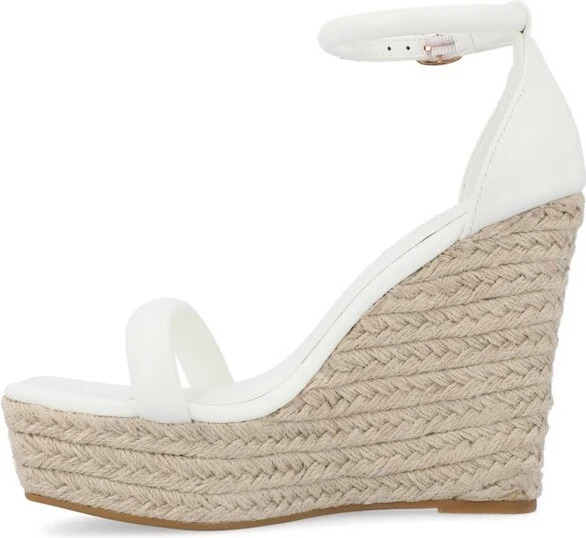 Journee Collection Women's Olesia Buckle Espadrille Wedge Sandals Beige - Image 6